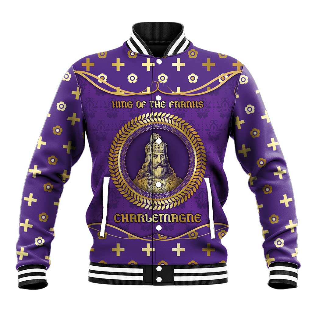 Carolingian Empire Baseball Jacket Charlemagne King Of The Franks - Wonder Print Shop