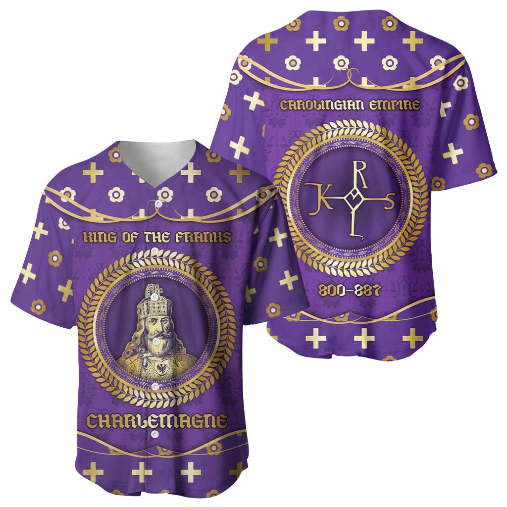 Carolingian Empire Baseball Jersey Charlemagne King Of The Franks - Wonder Print Shop