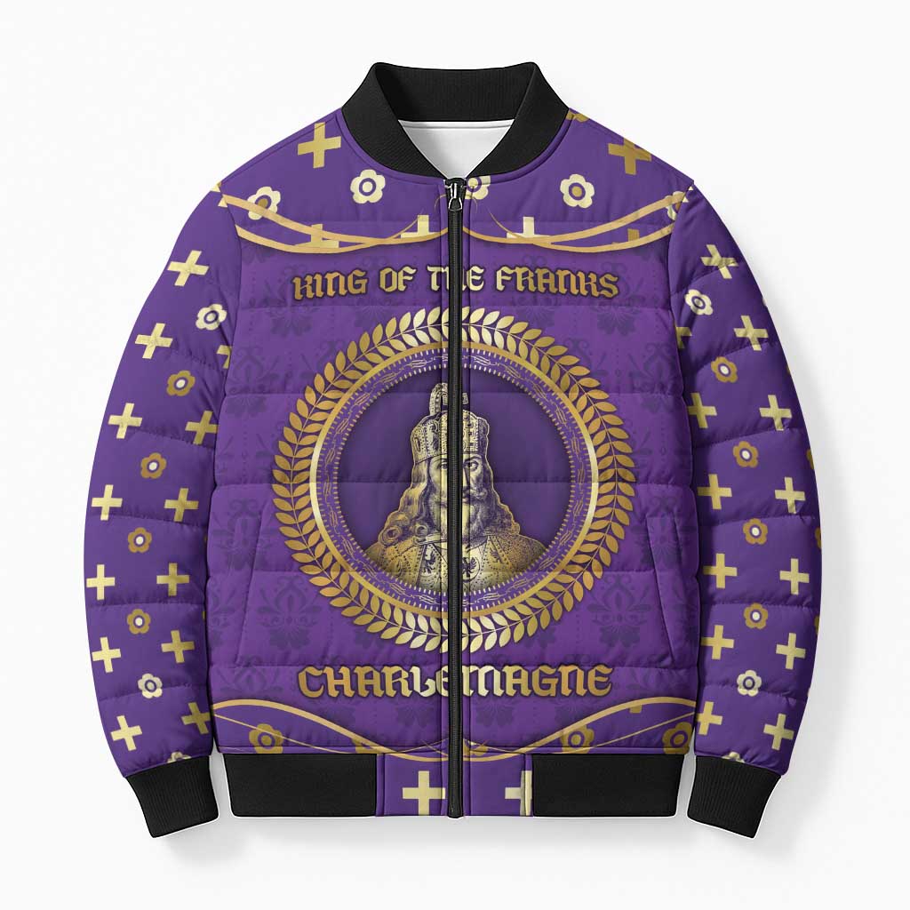 Carolingian Empire Bomber Puffer Jacket Charlemagne King Of The Franks - Wonder Print Shop