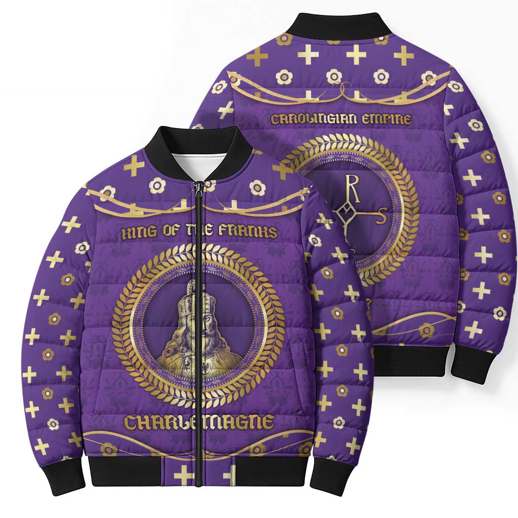 Carolingian Empire Bomber Puffer Jacket Charlemagne King Of The Franks - Wonder Print Shop