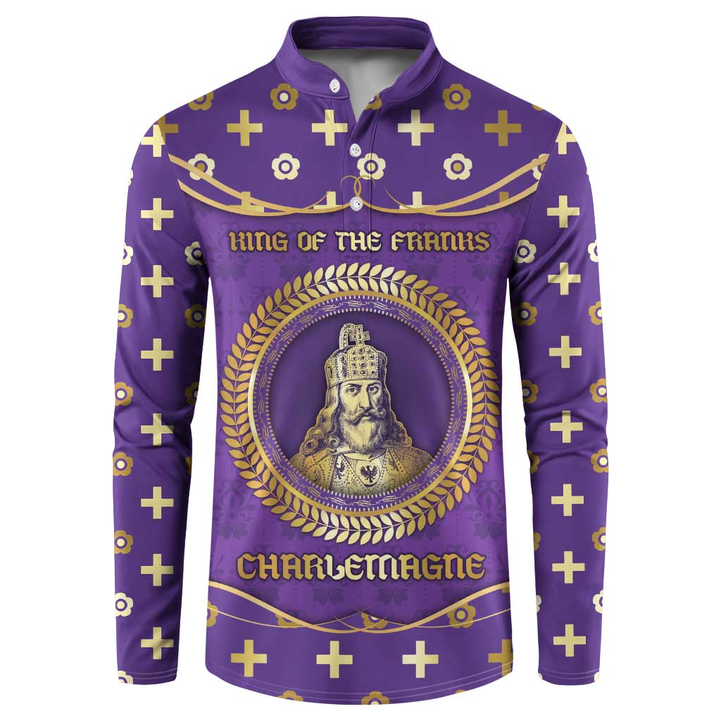 Carolingian Empire Button Sweatshirt Charlemagne King Of The Franks - Wonder Print Shop