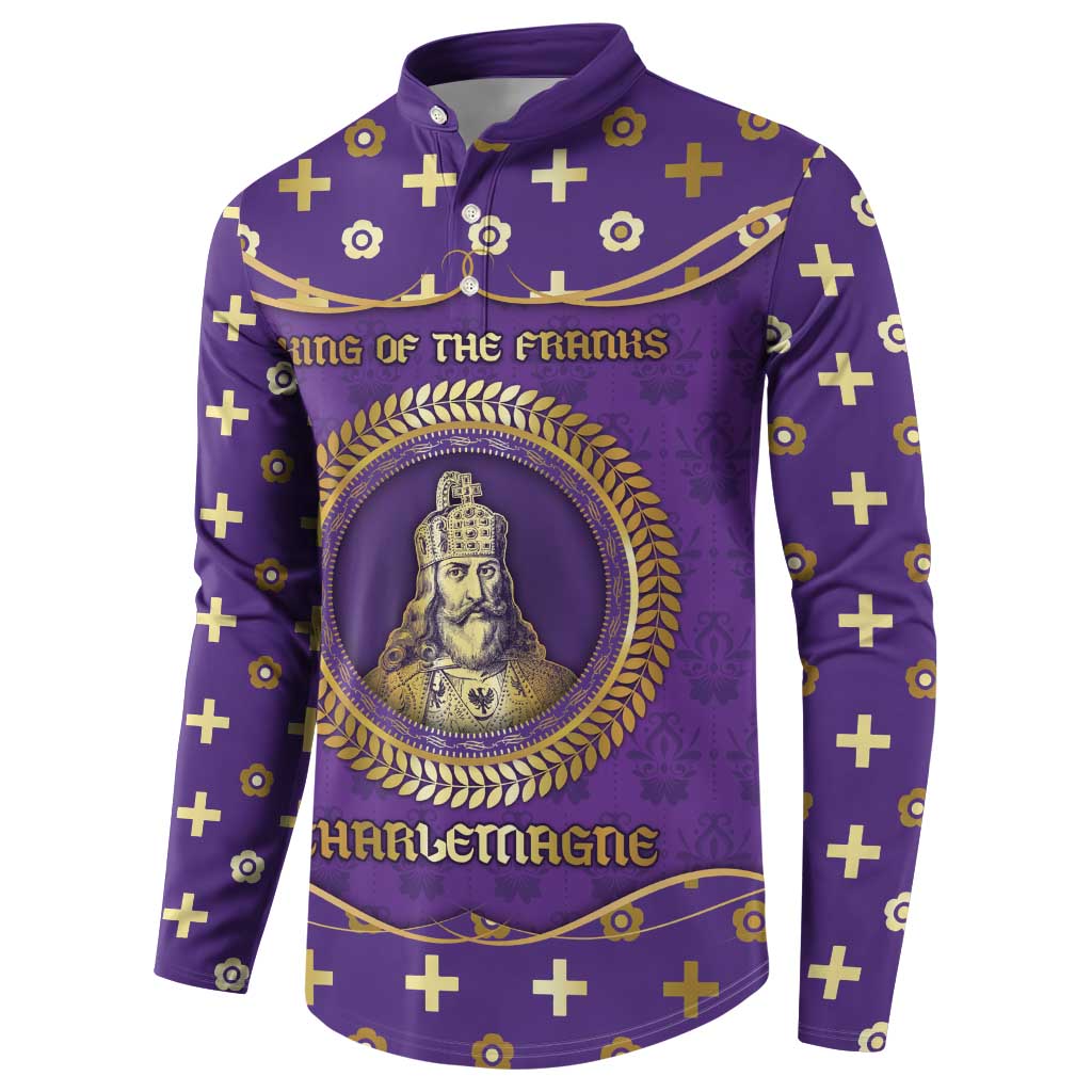 Carolingian Empire Button Sweatshirt Charlemagne King Of The Franks - Wonder Print Shop