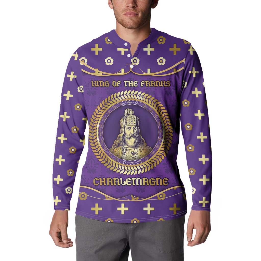 Carolingian Empire Button Sweatshirt Charlemagne King Of The Franks - Wonder Print Shop