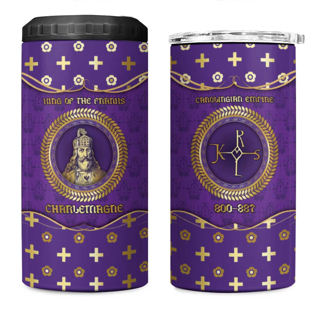 Carolingian Empire 4 in 1 Can Cooler Tumbler Charlemagne King Of The Franks - Wonder Print Shop