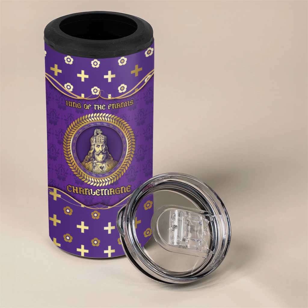 Carolingian Empire 4 in 1 Can Cooler Tumbler Charlemagne King Of The Franks - Wonder Print Shop