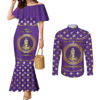 Carolingian Empire Couples Matching Mermaid Dress and Long Sleeve Button Shirt Charlemagne King Of The Franks - Wonder Print Shop