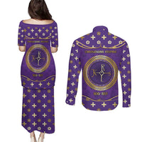 Carolingian Empire Couples Matching Puletasi and Long Sleeve Button Shirt Charlemagne King Of The Franks - Wonder Print Shop