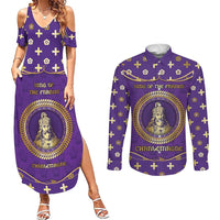 Carolingian Empire Couples Matching Summer Maxi Dress and Long Sleeve Button Shirt Charlemagne King Of The Franks - Wonder Print Shop