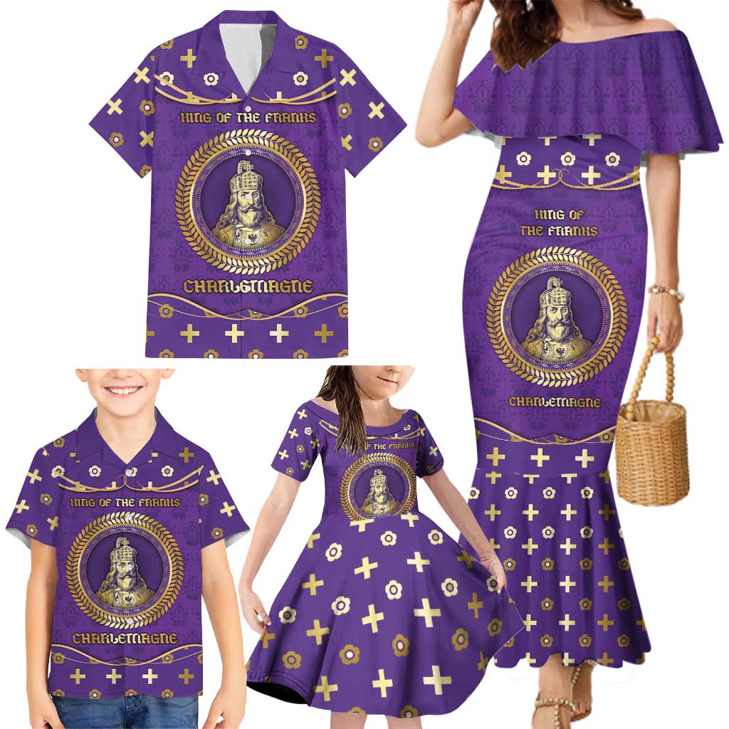 Carolingian Empire Family Matching Mermaid Dress and Hawaiian Shirt Charlemagne King Of The Franks - Wonder Print Shop