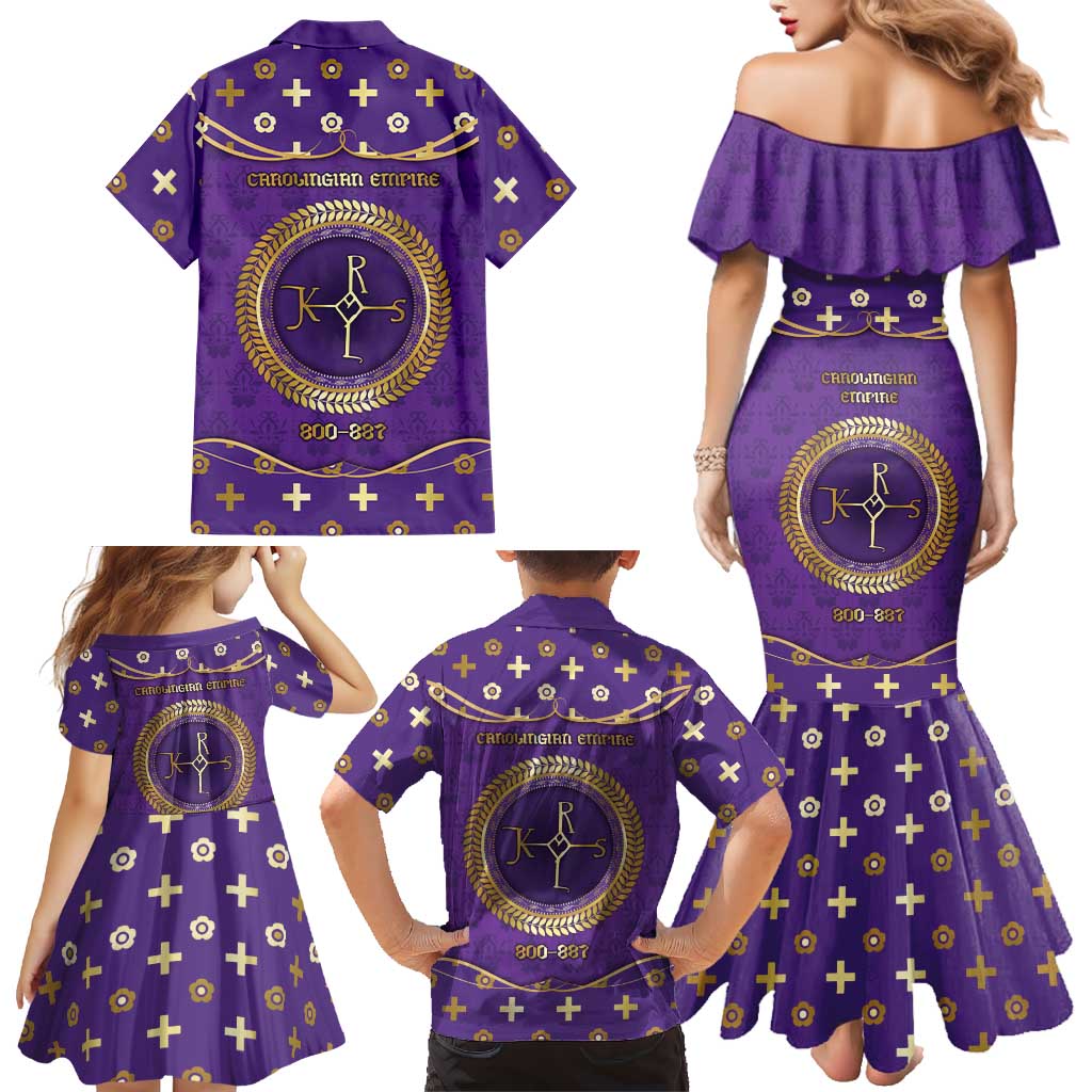 Carolingian Empire Family Matching Mermaid Dress and Hawaiian Shirt Charlemagne King Of The Franks - Wonder Print Shop