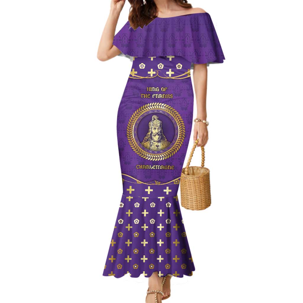 Carolingian Empire Family Matching Mermaid Dress and Hawaiian Shirt Charlemagne King Of The Franks - Wonder Print Shop