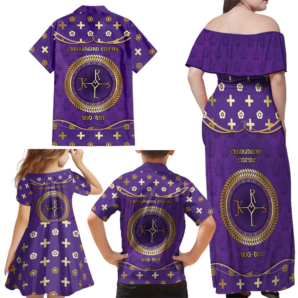 Carolingian Empire Family Matching Off Shoulder Maxi Dress and Hawaiian Shirt Charlemagne King Of The Franks - Wonder Print Shop