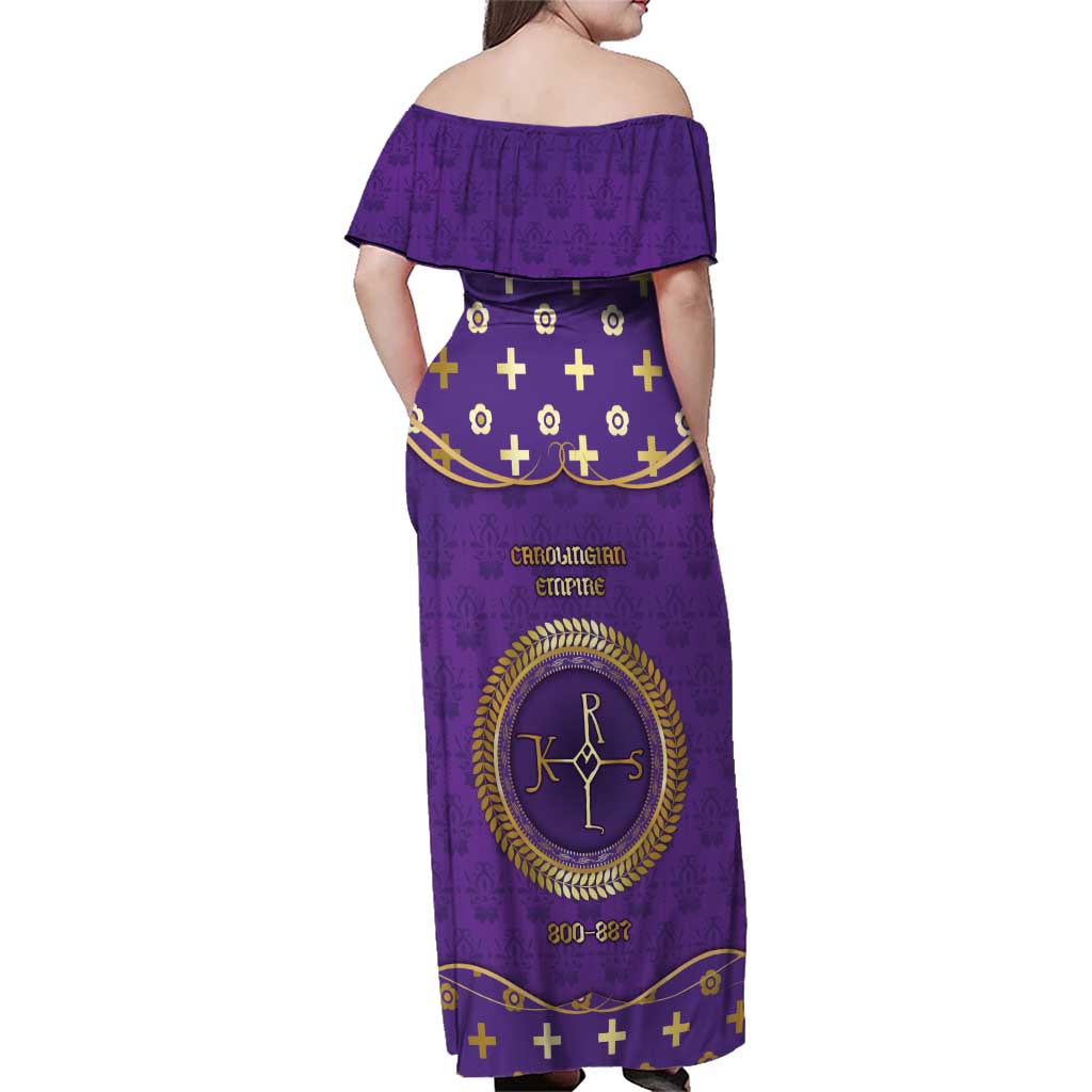 Carolingian Empire Family Matching Off Shoulder Maxi Dress and Hawaiian Shirt Charlemagne King Of The Franks - Wonder Print Shop
