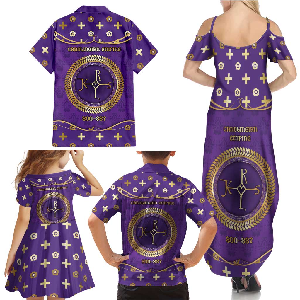 Carolingian Empire Family Matching Summer Maxi Dress and Hawaiian Shirt Charlemagne King Of The Franks - Wonder Print Shop