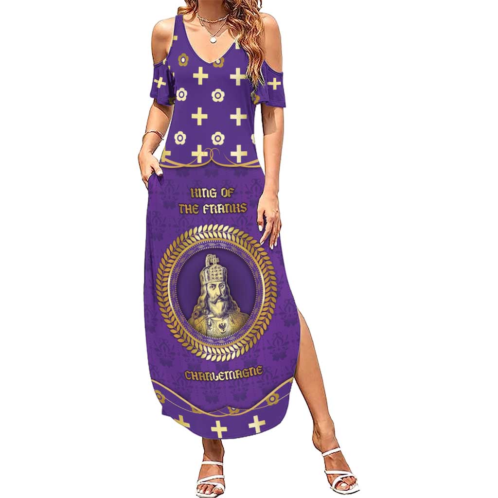 Carolingian Empire Family Matching Summer Maxi Dress and Hawaiian Shirt Charlemagne King Of The Franks - Wonder Print Shop