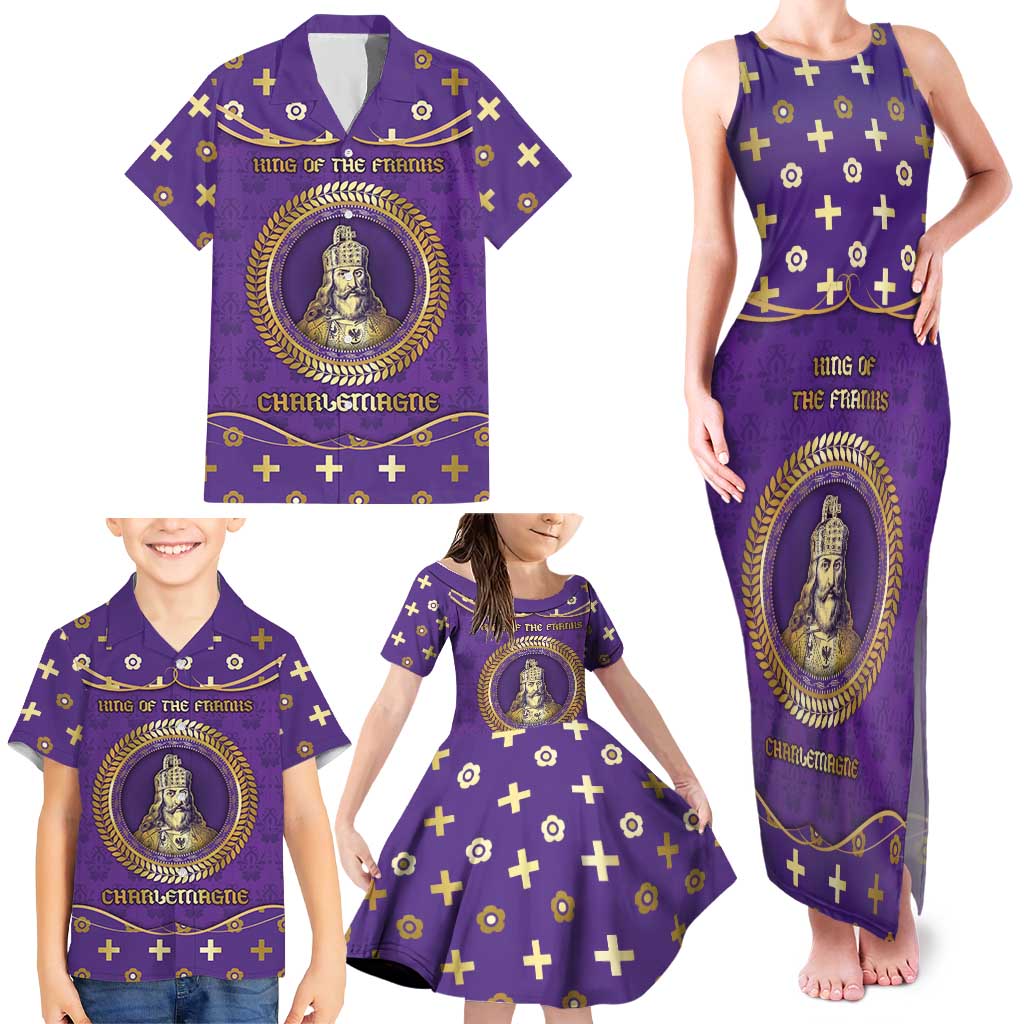 Carolingian Empire Family Matching Tank Maxi Dress and Hawaiian Shirt Charlemagne King Of The Franks - Wonder Print Shop