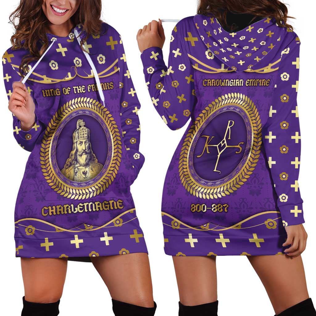 Carolingian Empire Hoodie Dress Charlemagne King Of The Franks - Wonder Print Shop