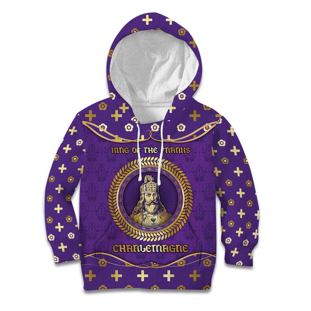 Carolingian Empire Kid Hoodie Charlemagne King Of The Franks - Wonder Print Shop
