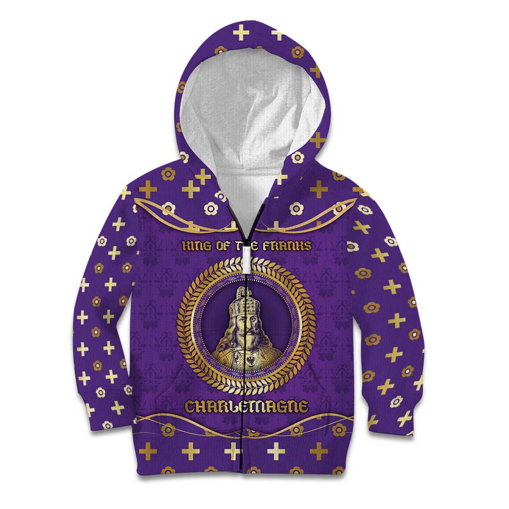 Carolingian Empire Kid Hoodie Charlemagne King Of The Franks - Wonder Print Shop