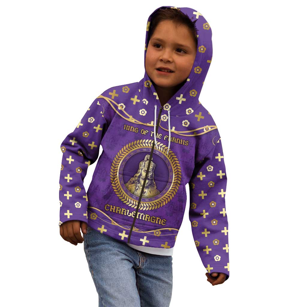 Carolingian Empire Kid Hoodie Charlemagne King Of The Franks - Wonder Print Shop