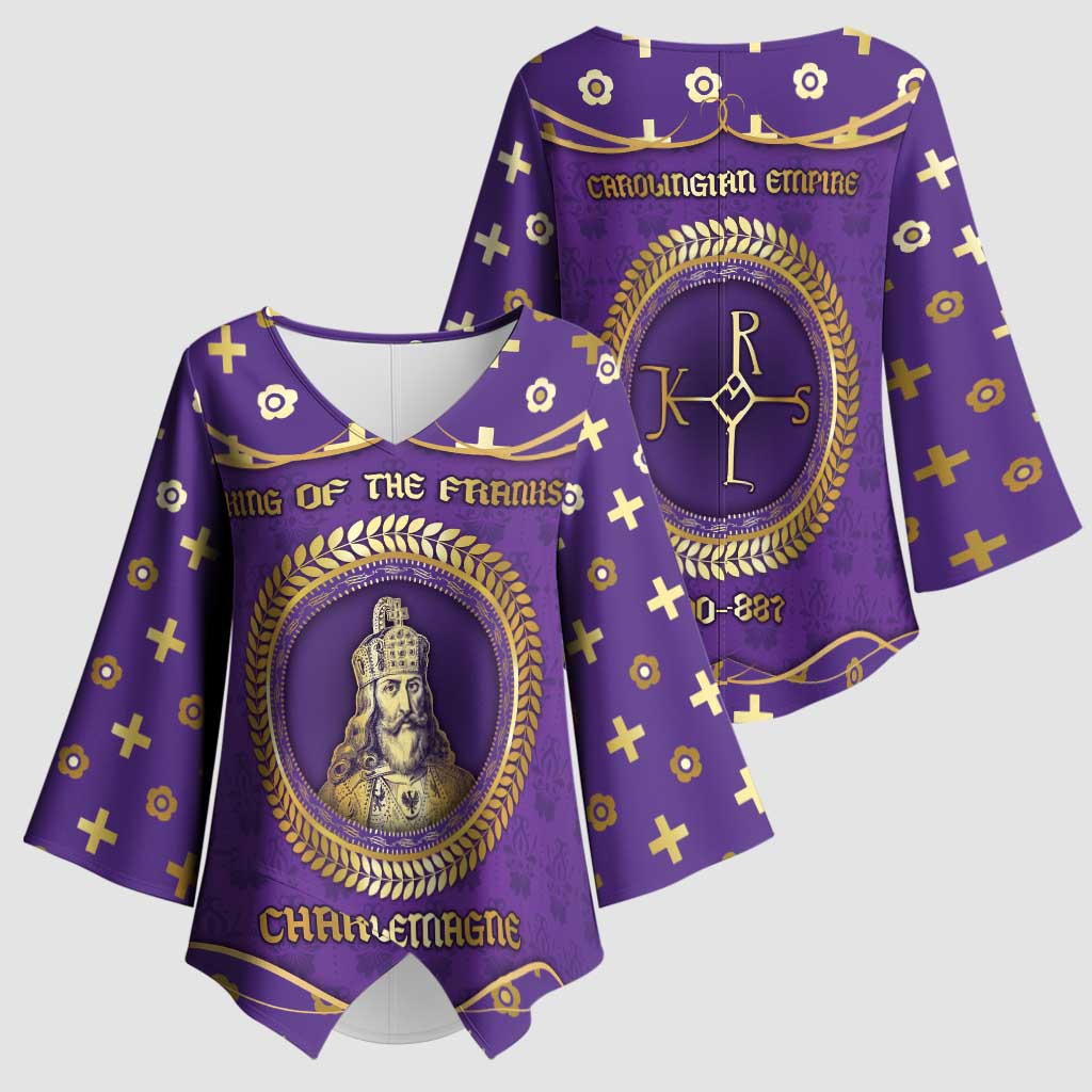 Carolingian Empire Kimono Sleeve Blouse Charlemagne King Of The Franks - Wonder Print Shop