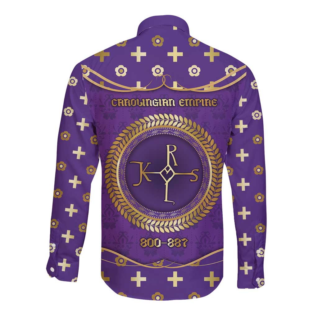 Carolingian Empire Long Sleeve Button Shirt Charlemagne King Of The Franks - Wonder Print Shop