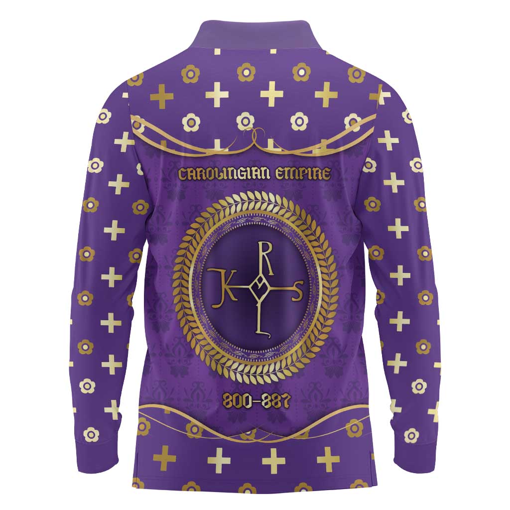 Carolingian Empire Long Sleeve Polo Shirt Charlemagne King Of The Franks - Wonder Print Shop