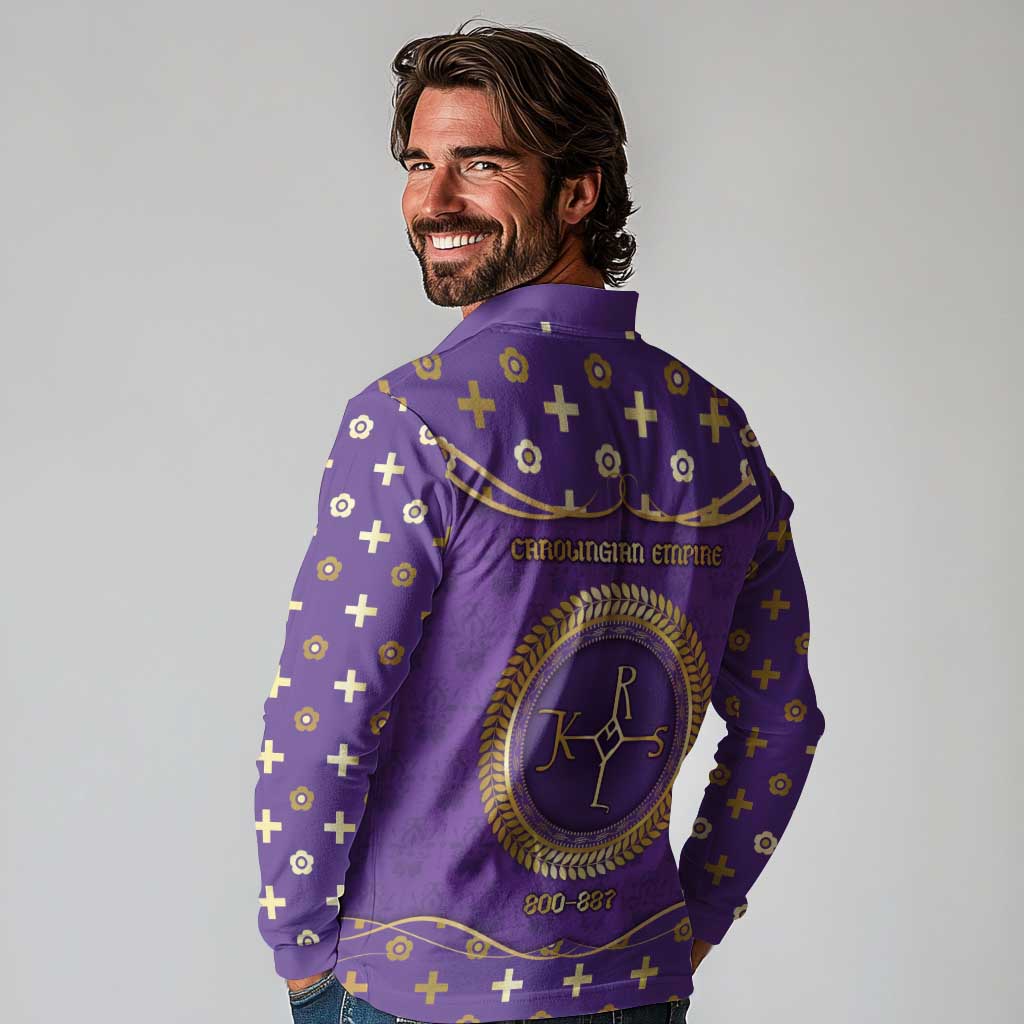 Carolingian Empire Long Sleeve Polo Shirt Charlemagne King Of The Franks - Wonder Print Shop