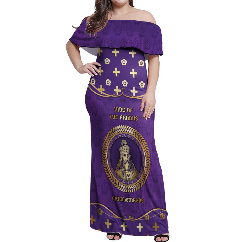 Carolingian Empire Off Shoulder Maxi Dress Charlemagne King Of The Franks - Wonder Print Shop