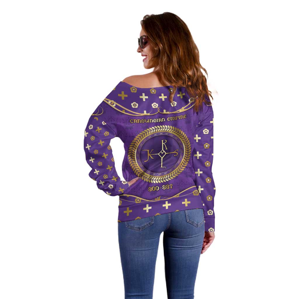 Carolingian Empire Off Shoulder Sweater Charlemagne King Of The Franks - Wonder Print Shop