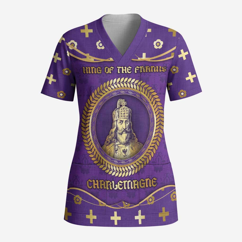 Carolingian Empire Scrub Top Charlemagne King Of The Franks - Wonder Print Shop