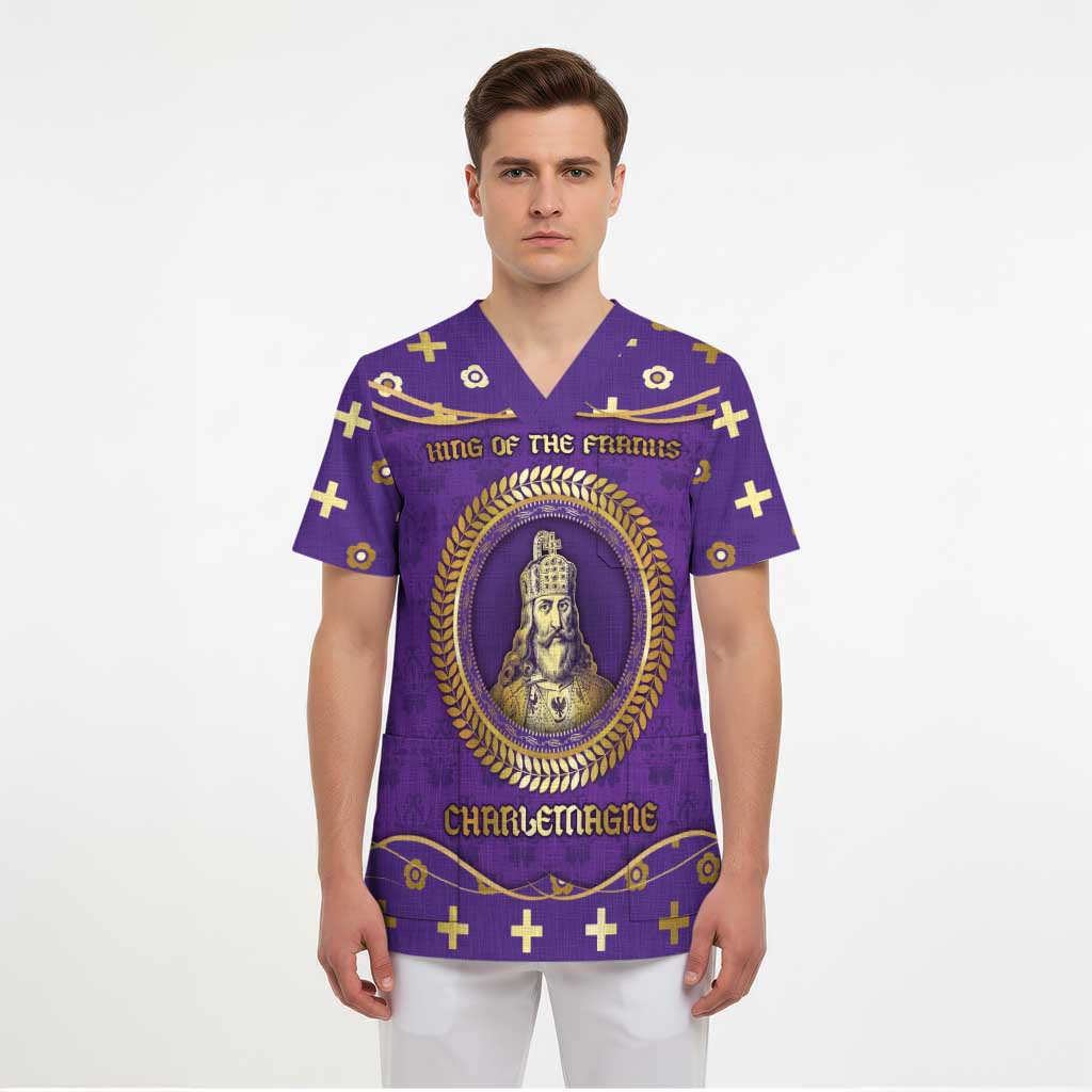Carolingian Empire Scrub Top Charlemagne King Of The Franks - Wonder Print Shop