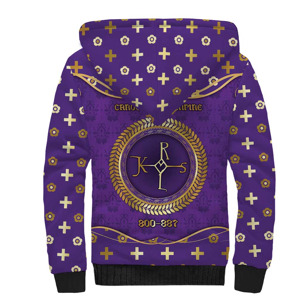 Carolingian Empire Sherpa Hoodie Charlemagne King Of The Franks - Wonder Print Shop