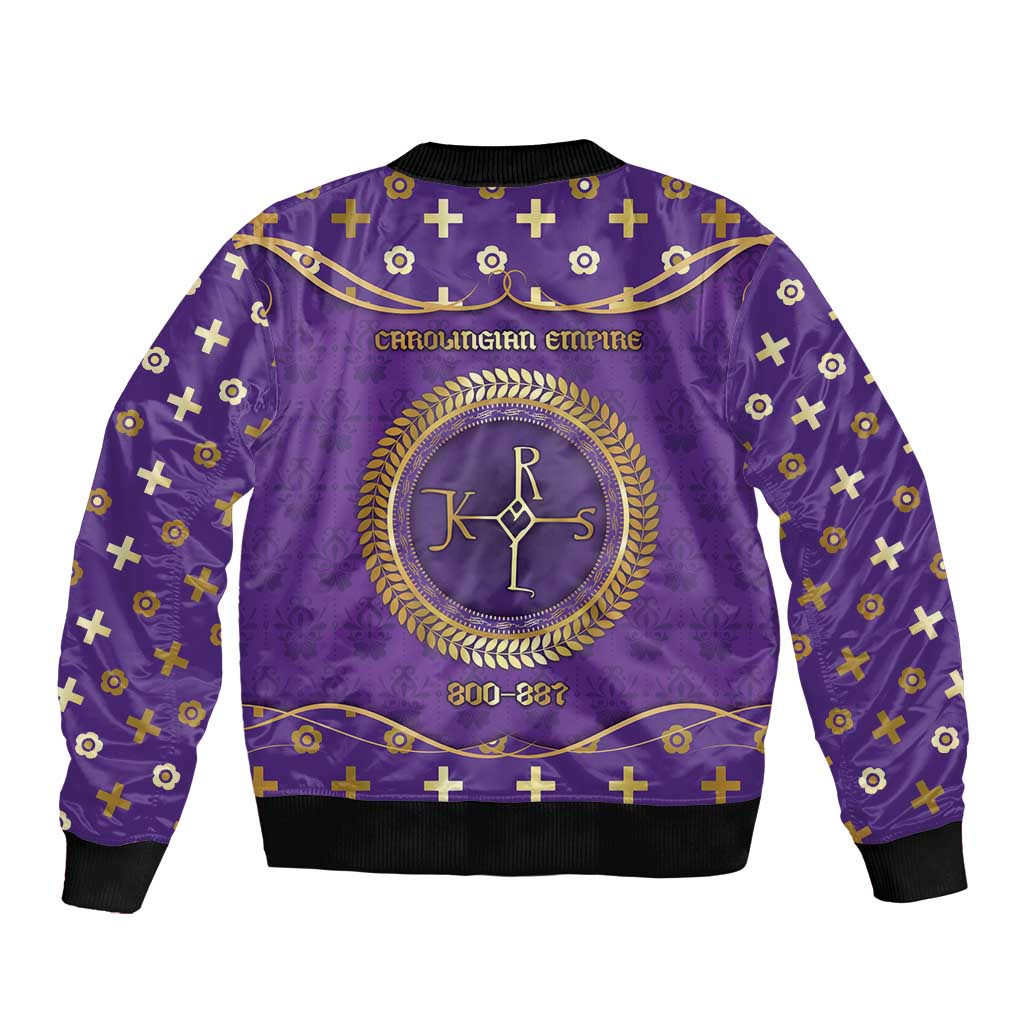 Carolingian Empire Sleeve Zip Bomber Jacket Charlemagne King Of The Franks - Wonder Print Shop