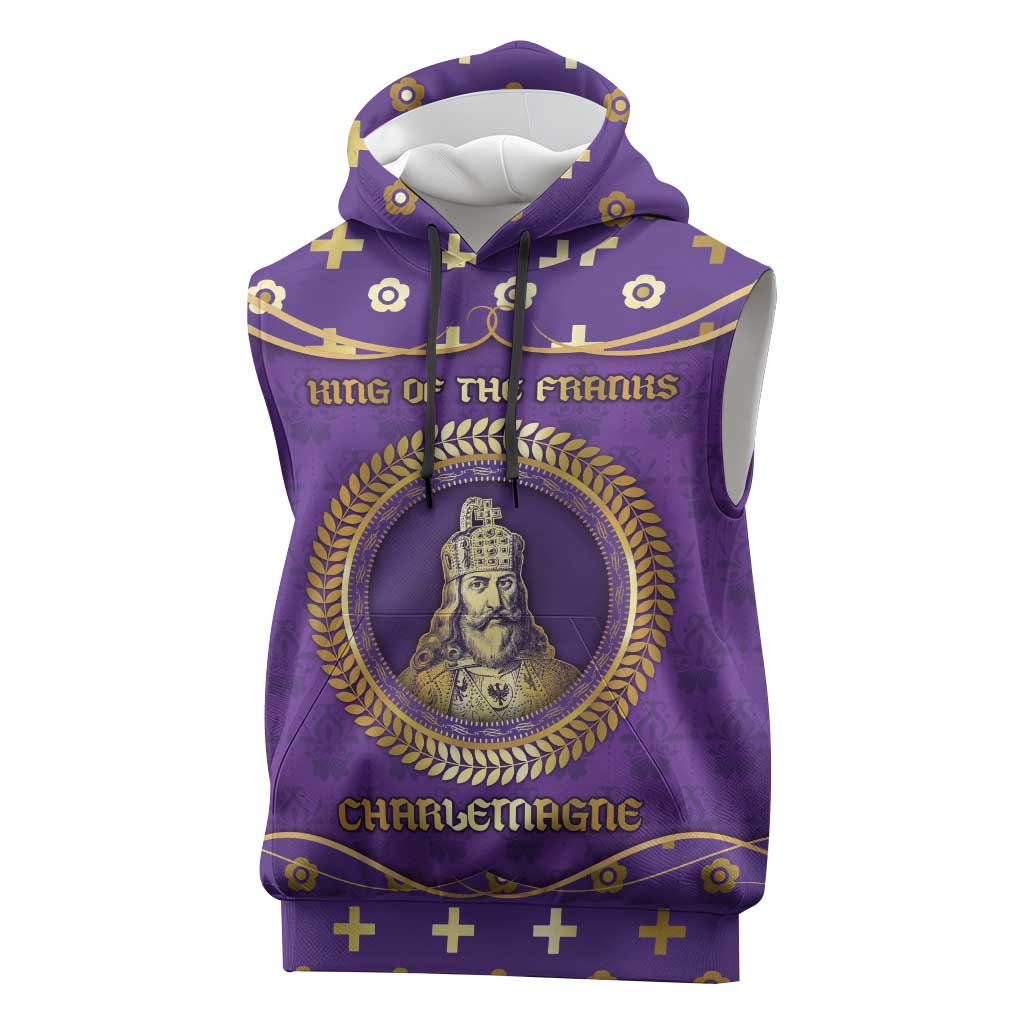 Carolingian Empire Sleeveless Hoodie Charlemagne King Of The Franks - Wonder Print Shop