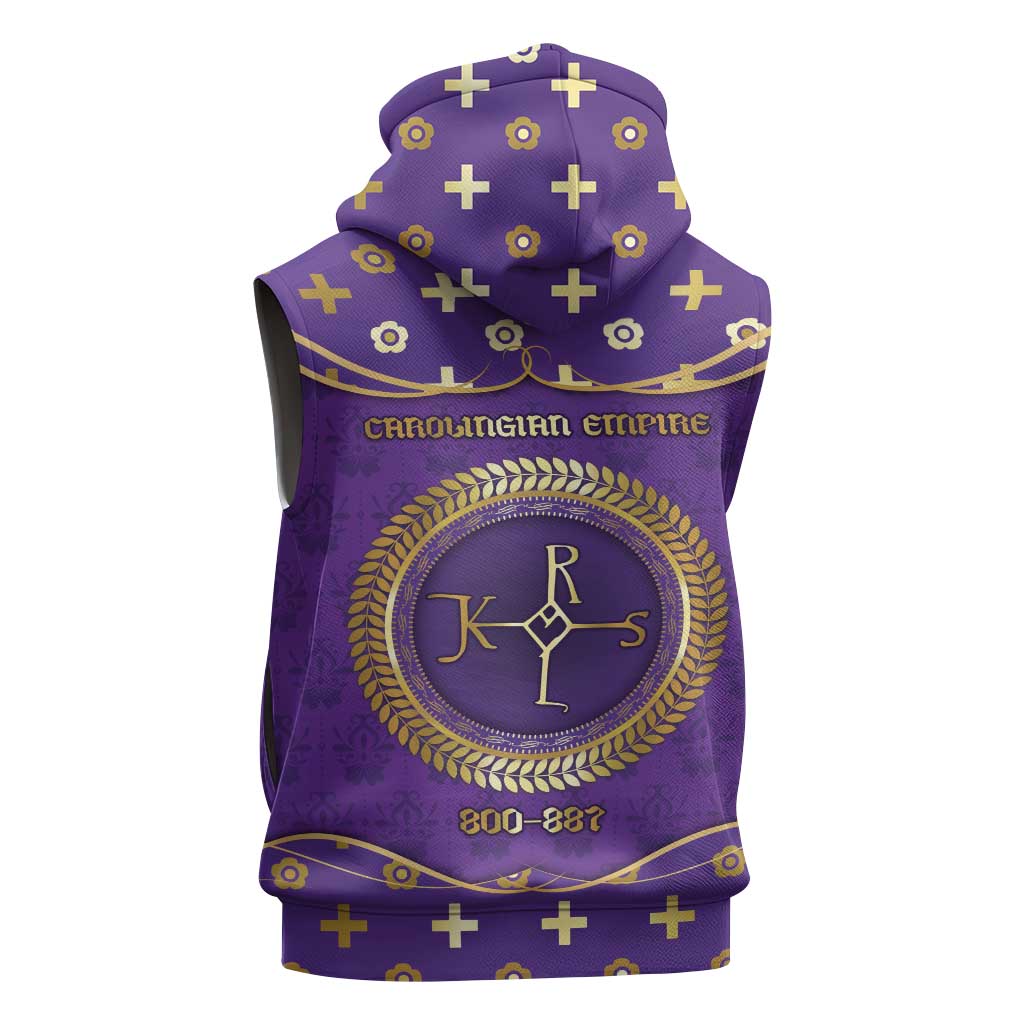 Carolingian Empire Sleeveless Hoodie Charlemagne King Of The Franks - Wonder Print Shop