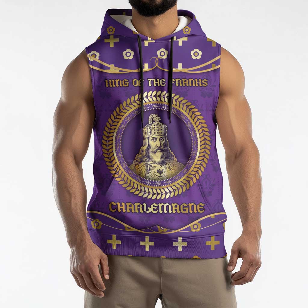 Carolingian Empire Sleeveless Hoodie Charlemagne King Of The Franks - Wonder Print Shop