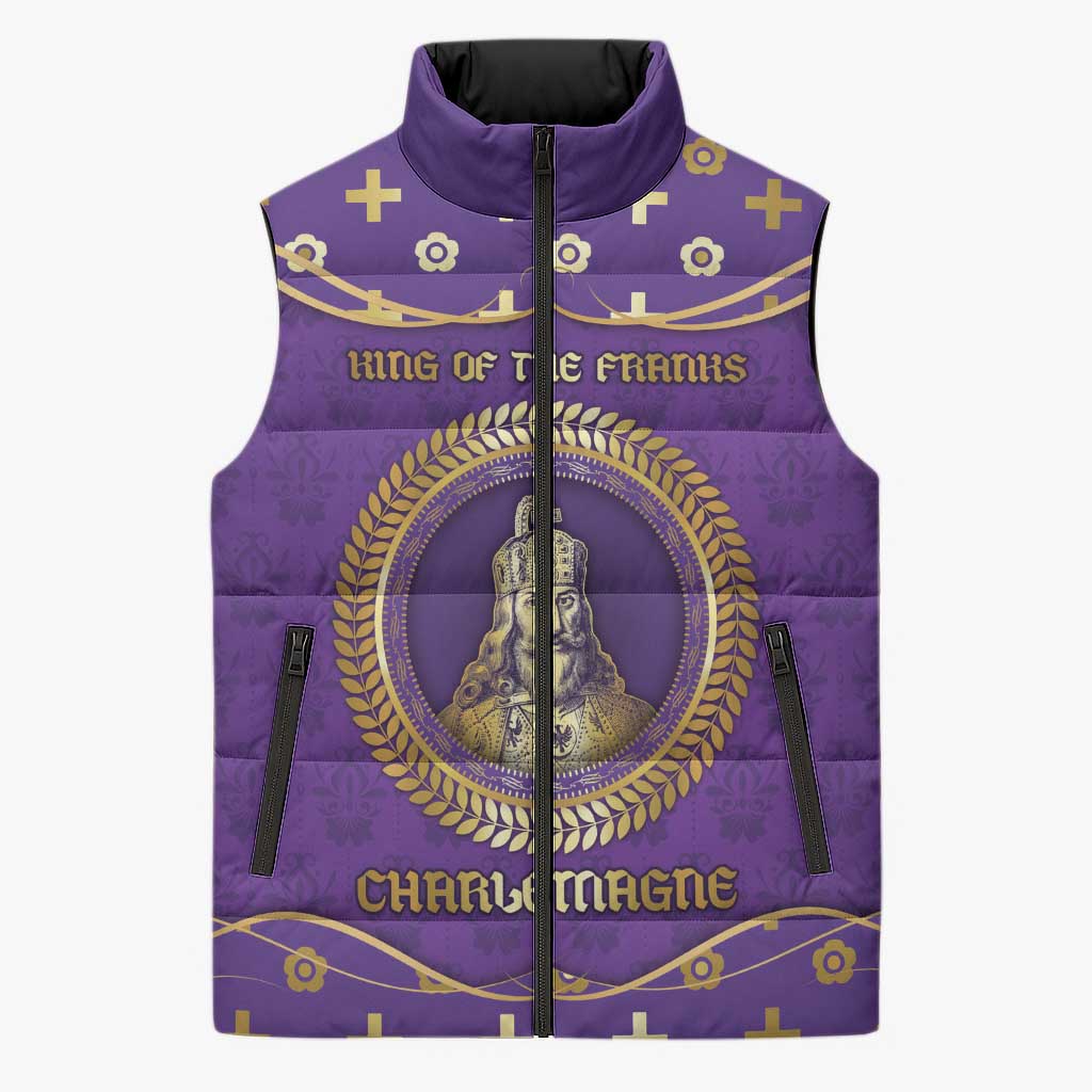 Carolingian Empire Sleeveless Puffer Jacket Charlemagne King Of The Franks - Wonder Print Shop