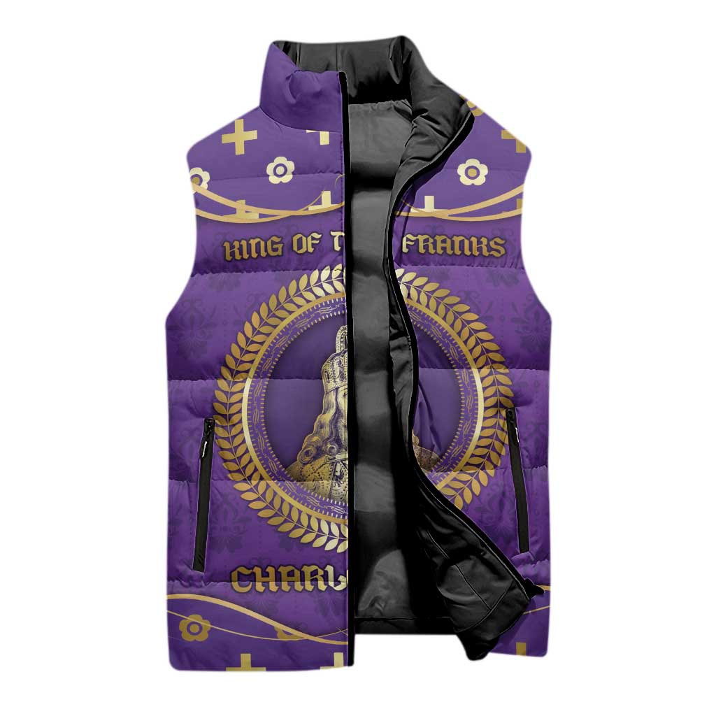 Carolingian Empire Sleeveless Puffer Jacket Charlemagne King Of The Franks - Wonder Print Shop