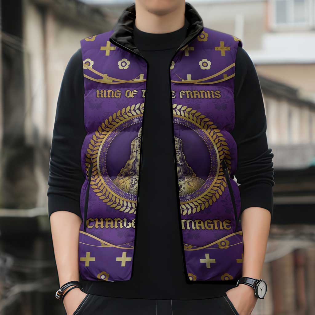 Carolingian Empire Sleeveless Puffer Jacket Charlemagne King Of The Franks - Wonder Print Shop