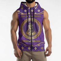 Carolingian Empire Sleeveless Zip Hoodie Charlemagne King Of The Franks - Wonder Print Shop