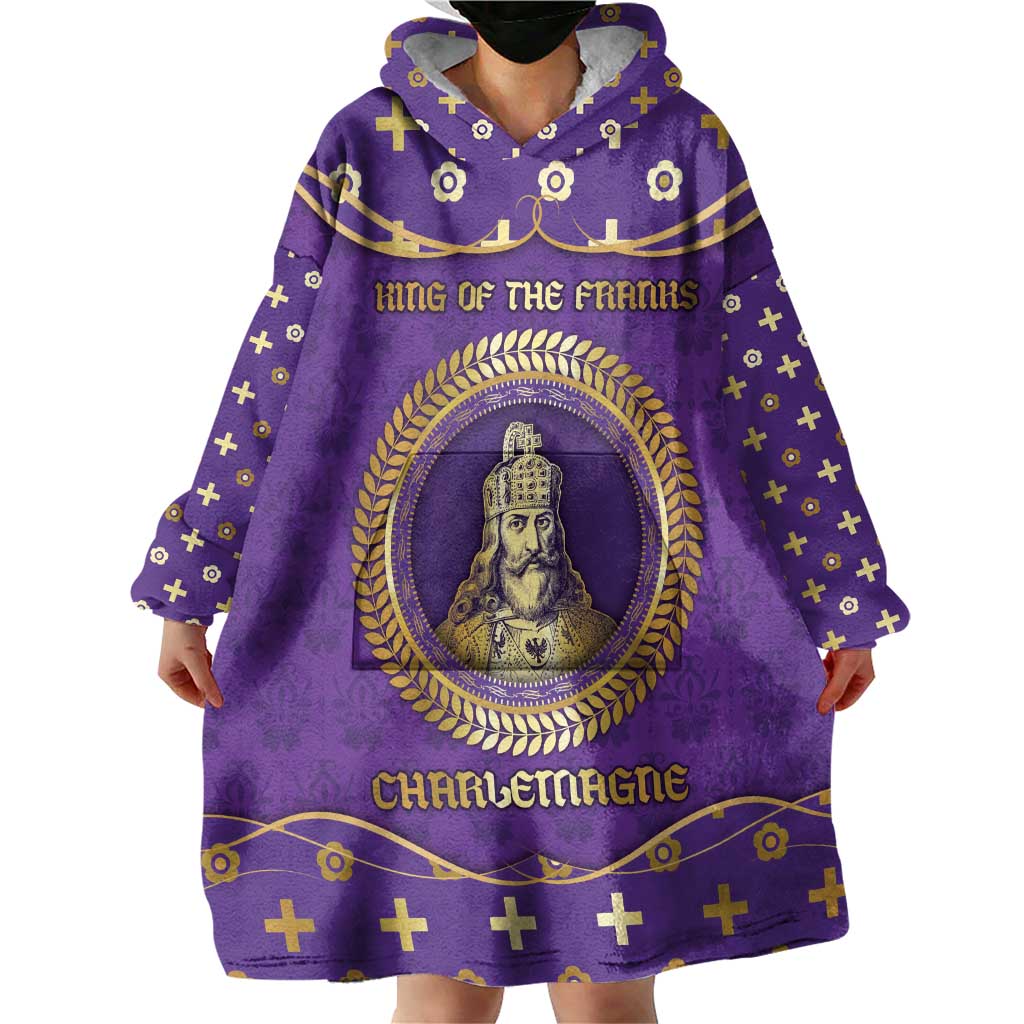 Carolingian Empire Wearable Blanket Hoodie Charlemagne King Of The Franks - Wonder Print Shop