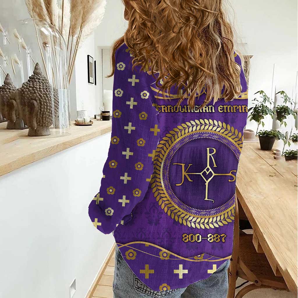 Carolingian Empire Women Casual Shirt Charlemagne King Of The Franks - Wonder Print Shop