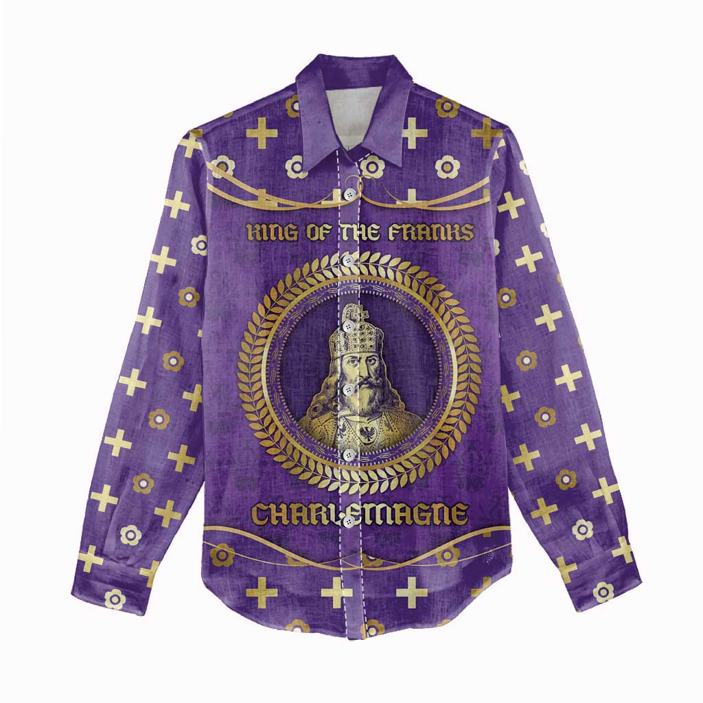 Carolingian Empire Women Casual Shirt Charlemagne King Of The Franks - Wonder Print Shop