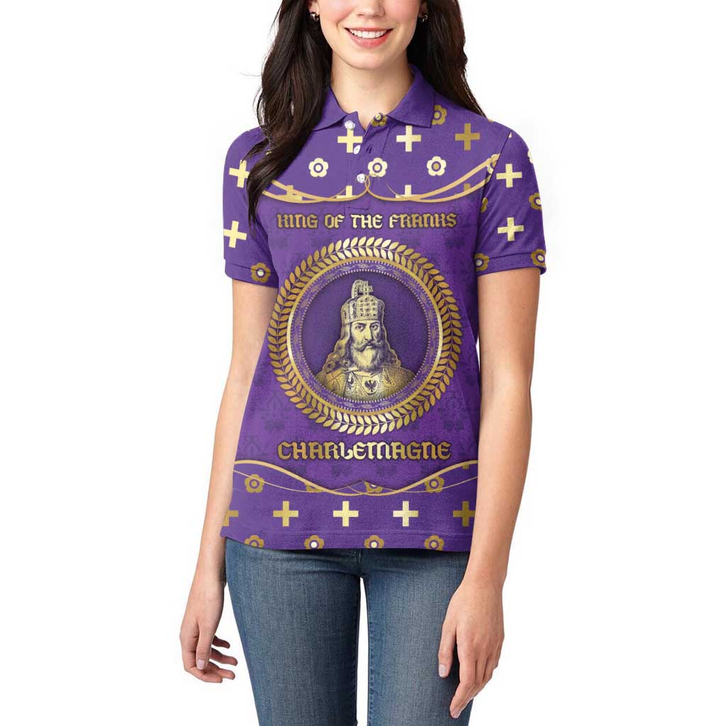Carolingian Empire Women Polo Shirt Charlemagne King Of The Franks - Wonder Print Shop