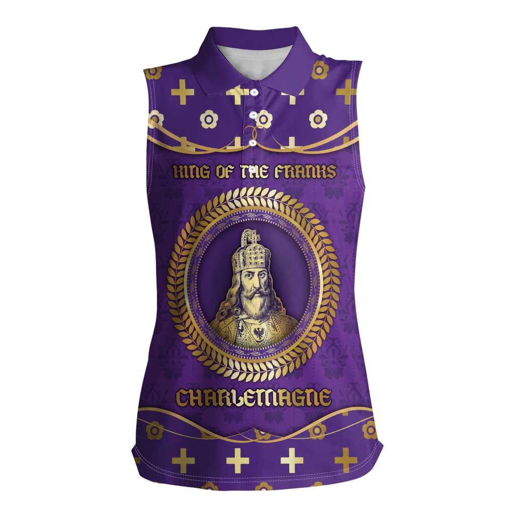 Carolingian Empire Women Sleeveless Polo Shirt Charlemagne King Of The Franks - Wonder Print Shop