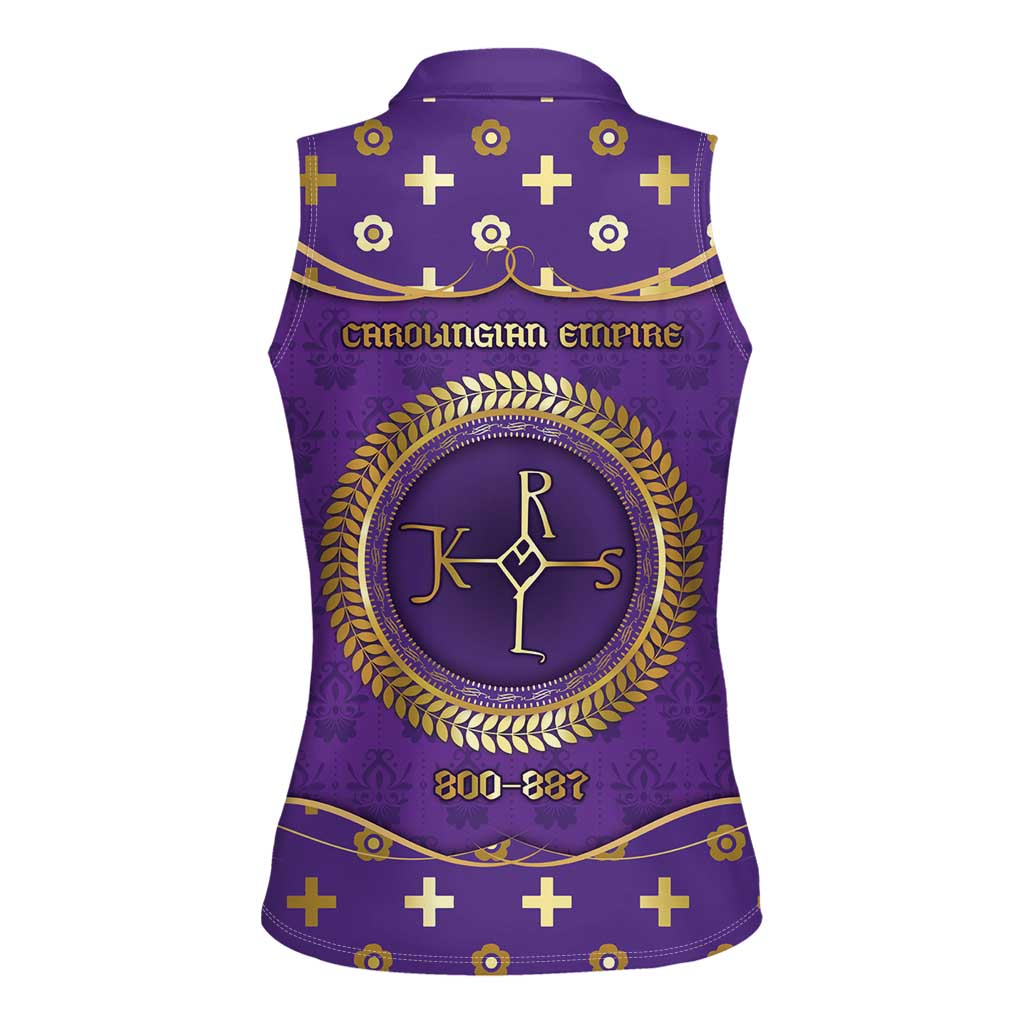 Carolingian Empire Women Sleeveless Polo Shirt Charlemagne King Of The Franks - Wonder Print Shop