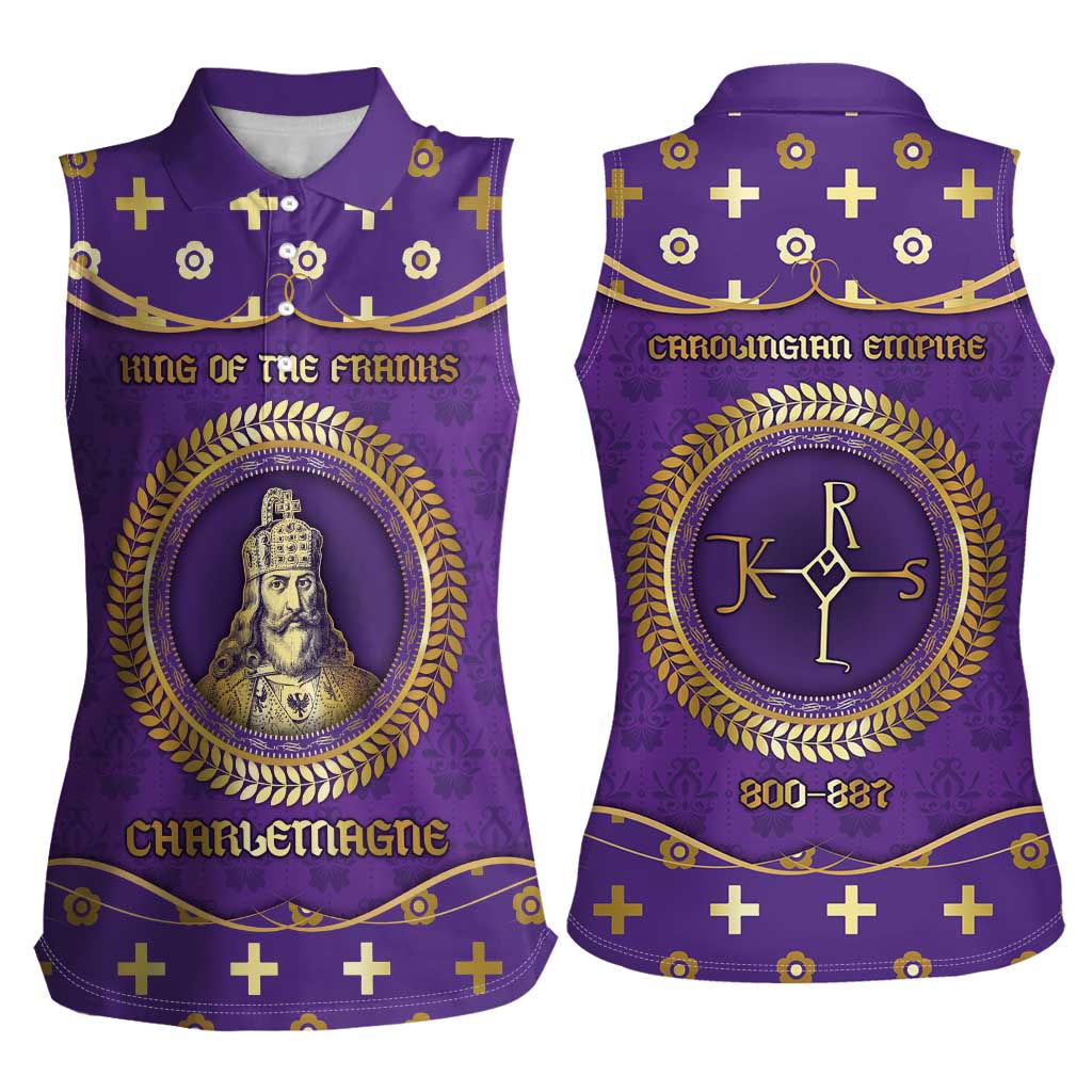 Carolingian Empire Women Sleeveless Polo Shirt Charlemagne King Of The Franks - Wonder Print Shop
