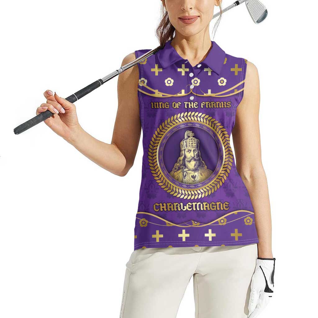 Carolingian Empire Women Sleeveless Polo Shirt Charlemagne King Of The Franks - Wonder Print Shop