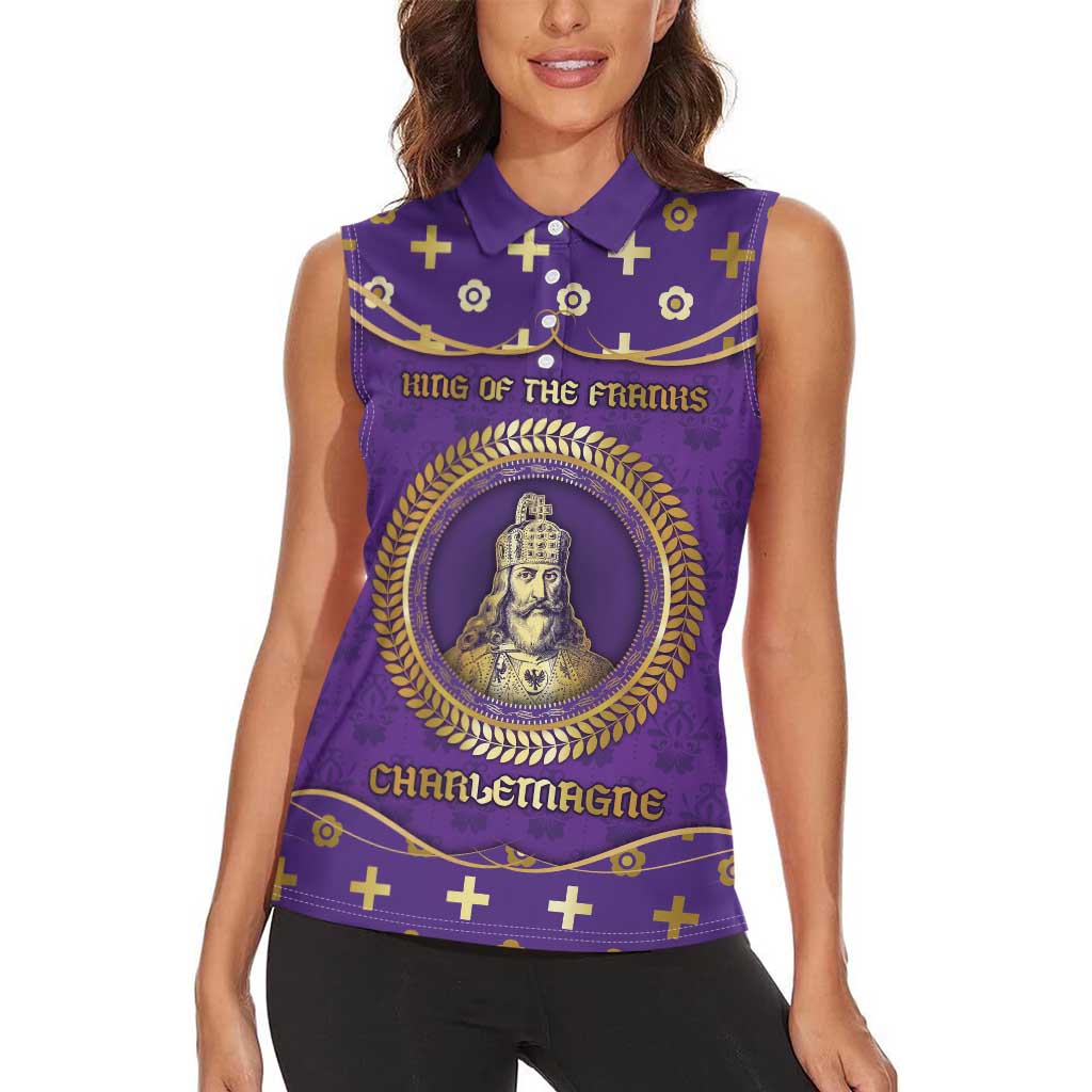 Carolingian Empire Women Sleeveless Polo Shirt Charlemagne King Of The Franks - Wonder Print Shop
